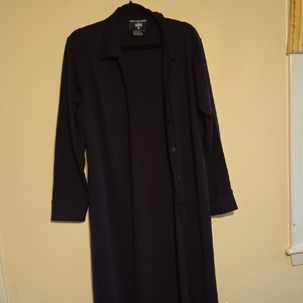 Vintage Kasper Purple/Brown Cardigan Sweater P2P 21 LG 54